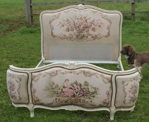 french early vintage tapestry work demi corbielle bed