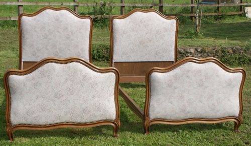 super pair of french upholstered single beds