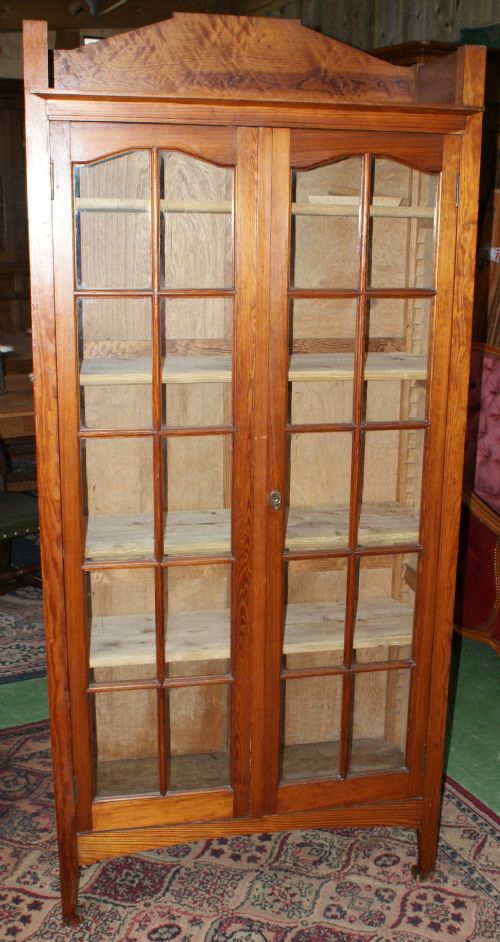 early 20th century french pine glazed bookcase