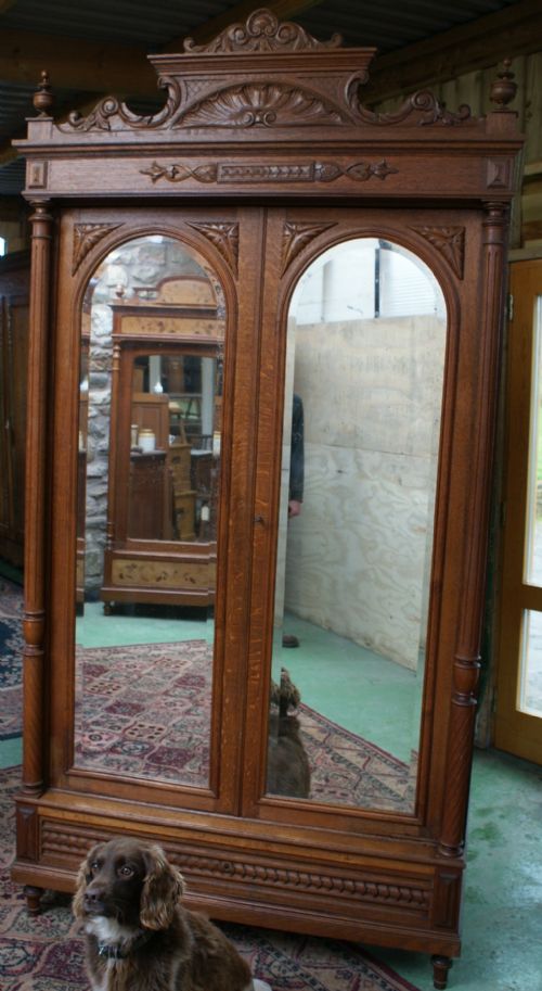 super french henri ii oak mirror door armoire