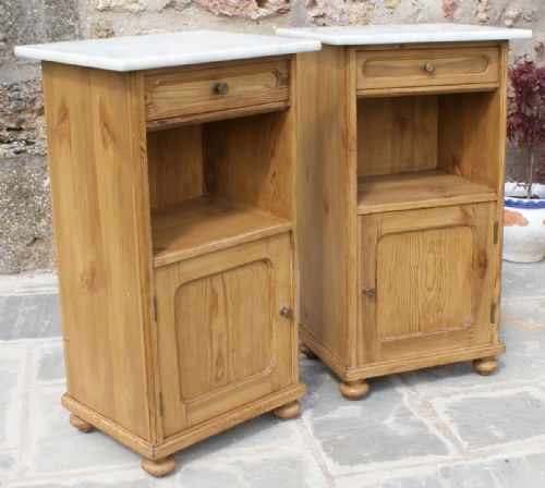 a fine pair of antique matched pine bedside cabinets pot cupboards