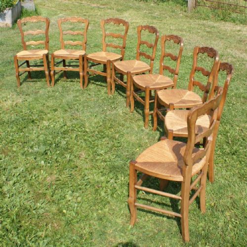 a set of 8 french beech louis style rush seat dining chairs