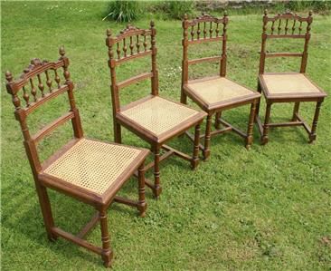 a good set of 4 good strong french cane seat oak dining chairs
