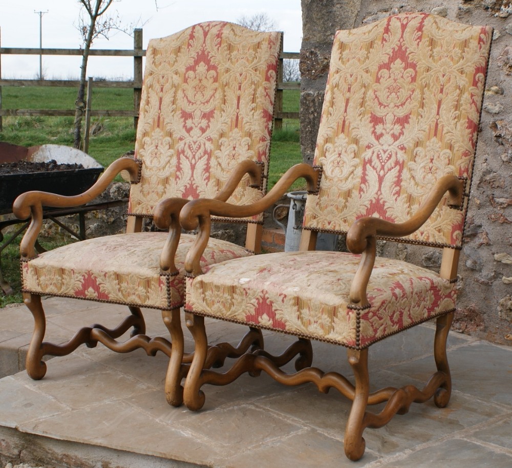 a good strong pair of french osso bucco arm chairs for re upholstery