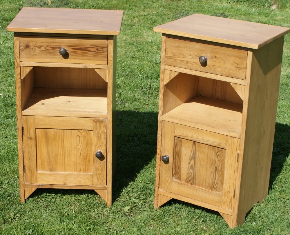 stripped pine bedside tables