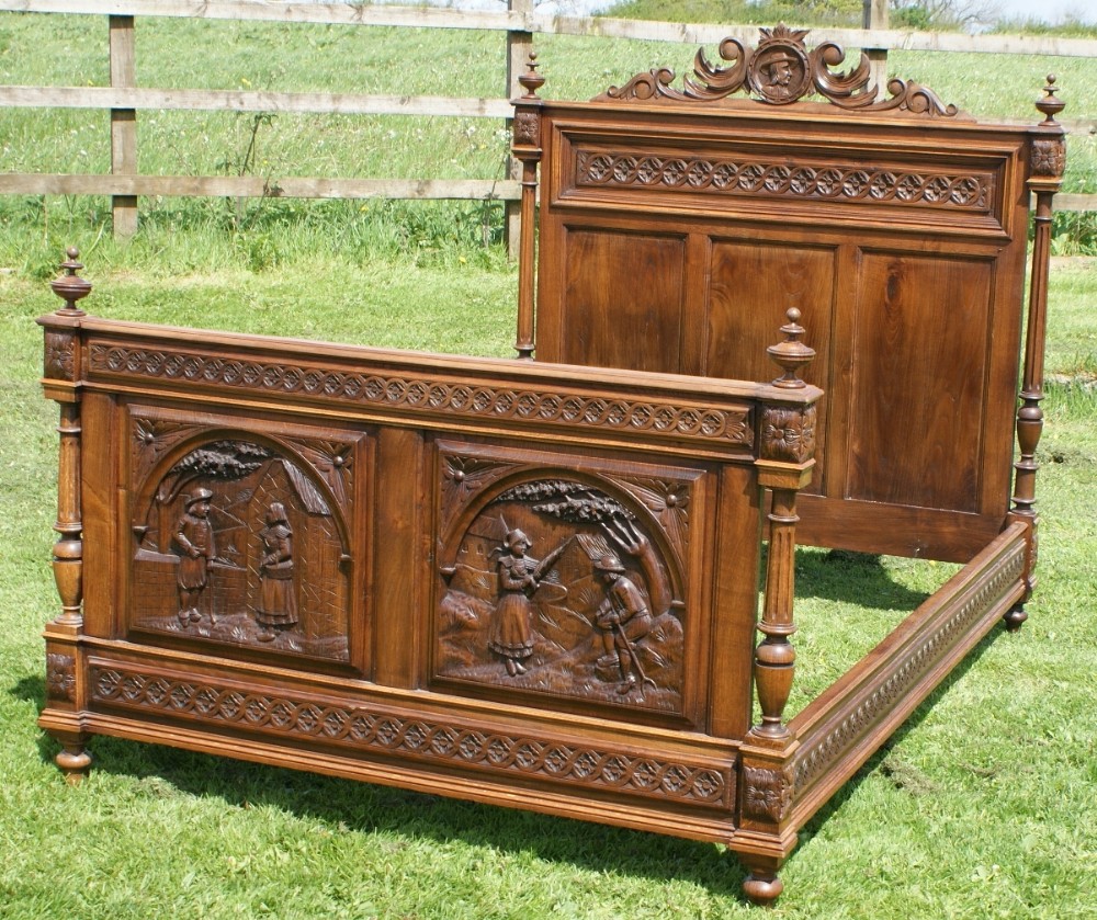 fantastic 19th century french chestnut double breton marriage bed