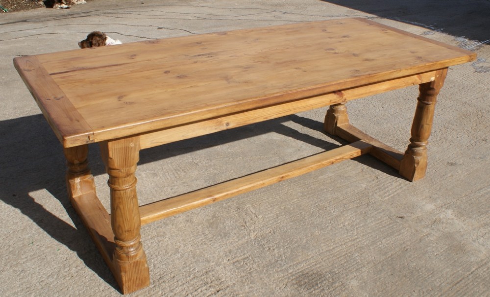 heavy large english pine refectory dining table