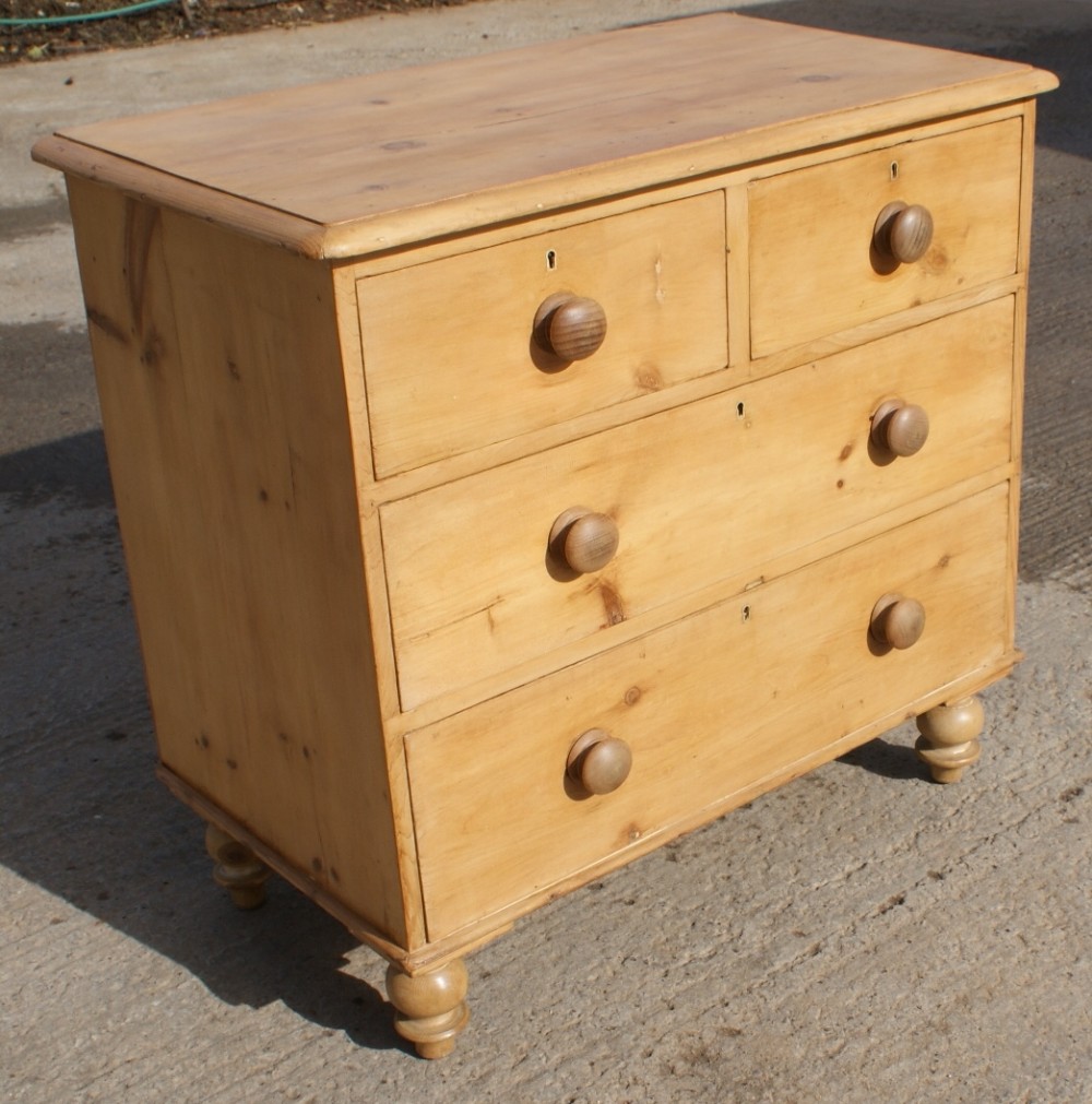 fantastic late 19th century antique solid pine chest of 4 drawers