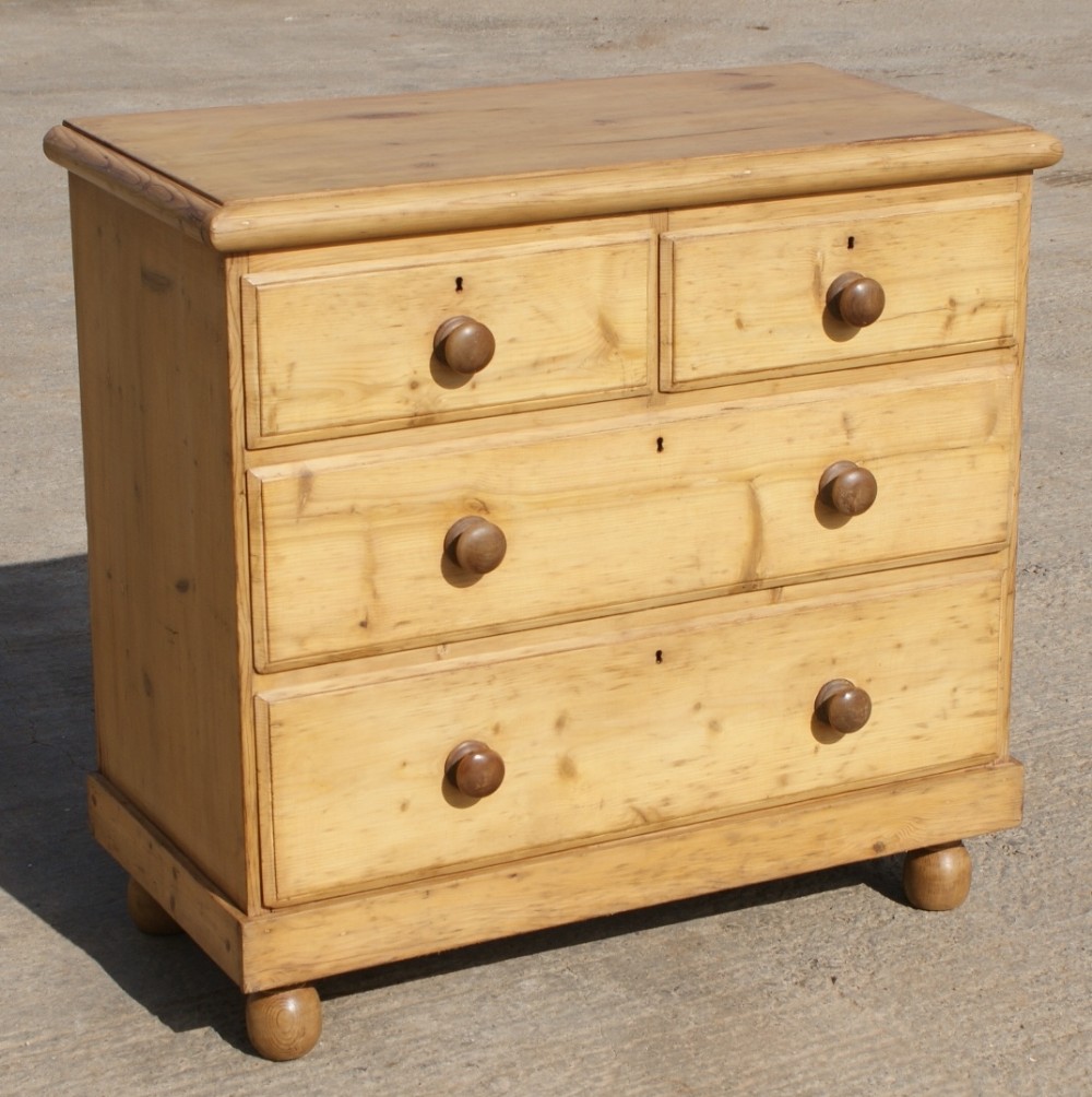 fantastic late 19th century antique solid pine chest of 4 drawers
