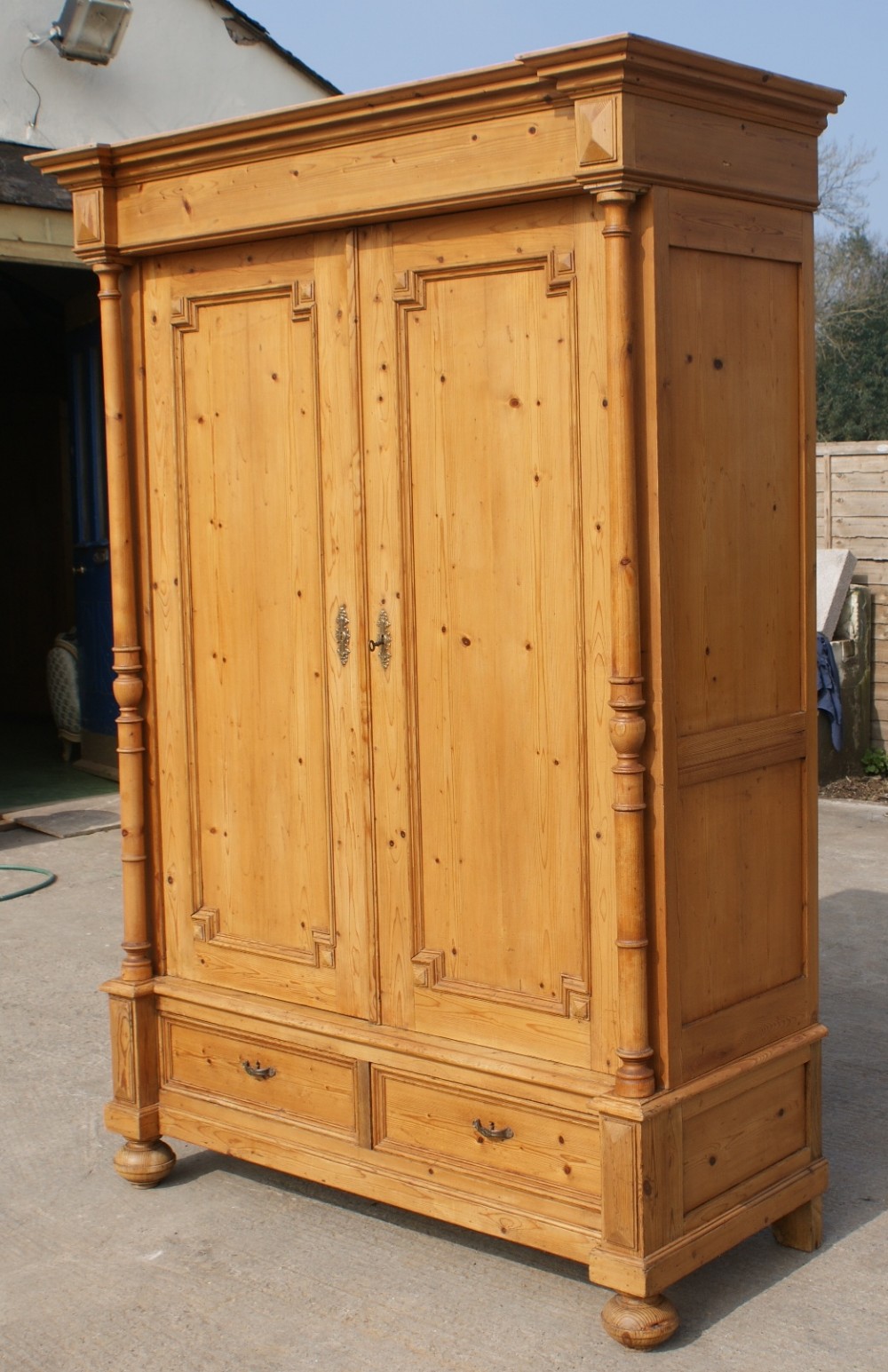 late 19th century large antique french solid pine armoire wardrobe