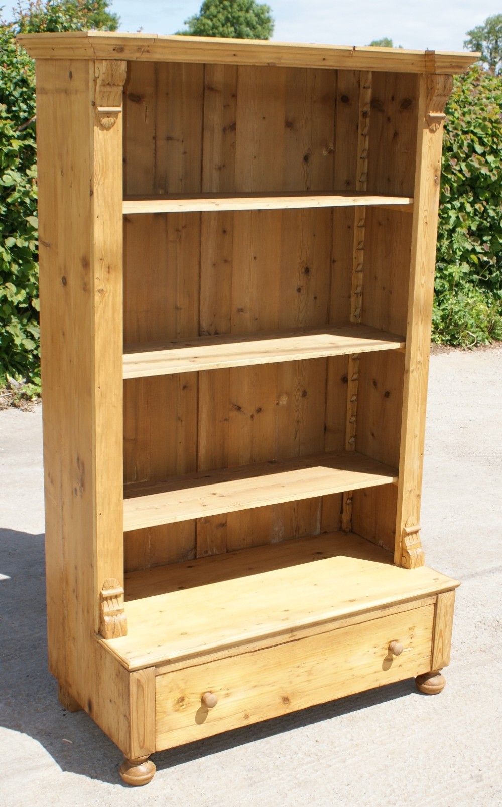 late 19th century antique german pine bookcase with adjustable shelves