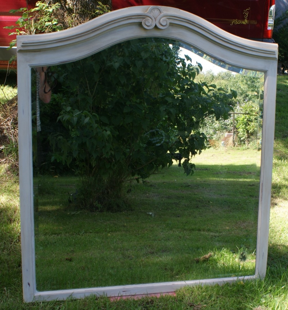 superb large french painted walnut overmantle wall mirror