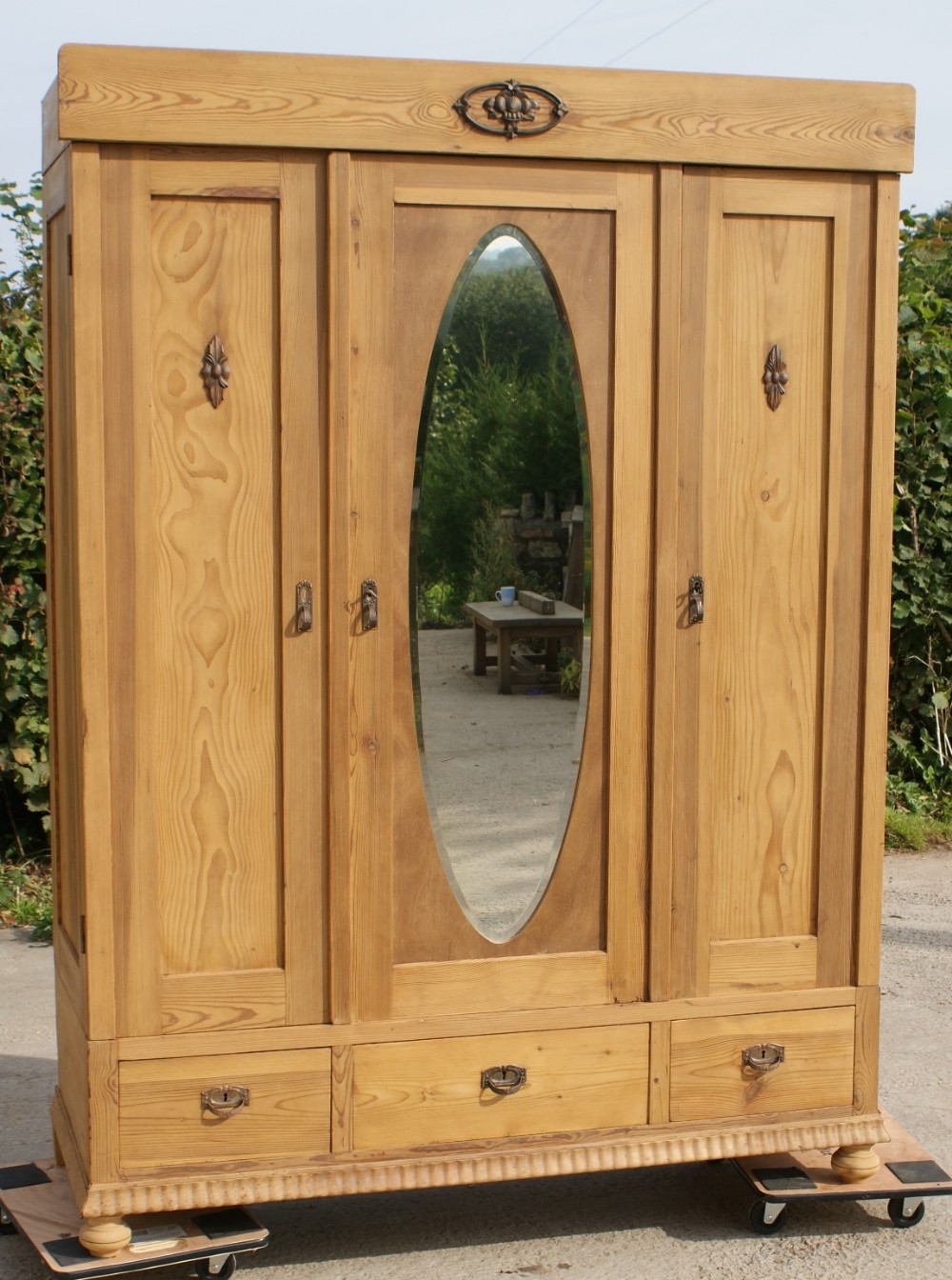 early 20th century large antique german solid pine armoire wardrobe