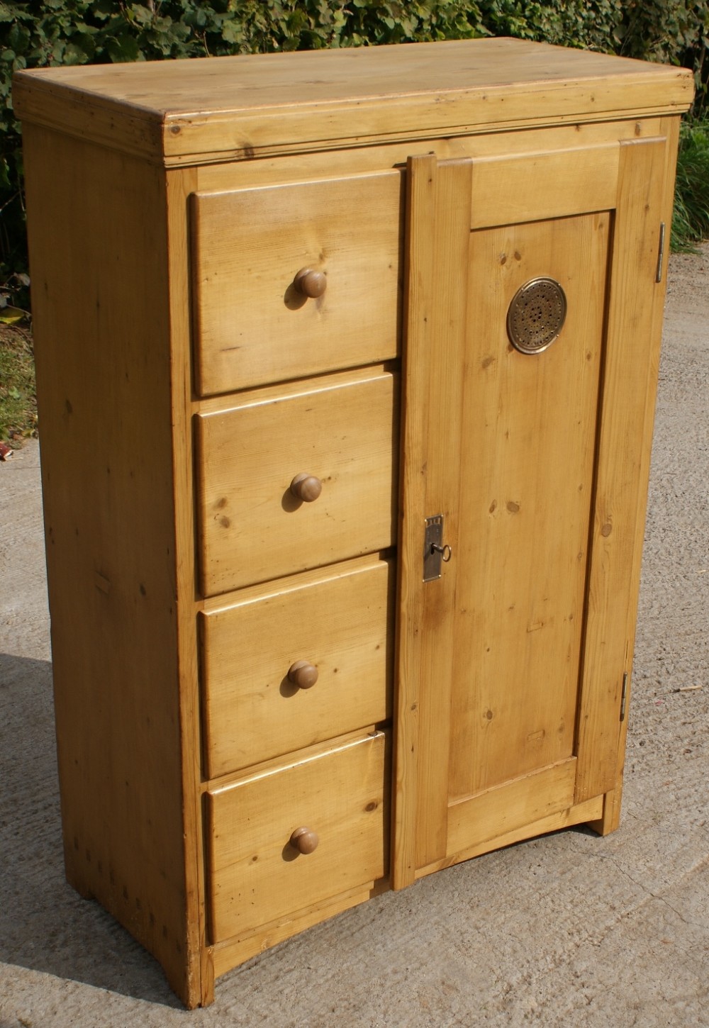 a beautiful east german stripped pine food cupboard with drawers