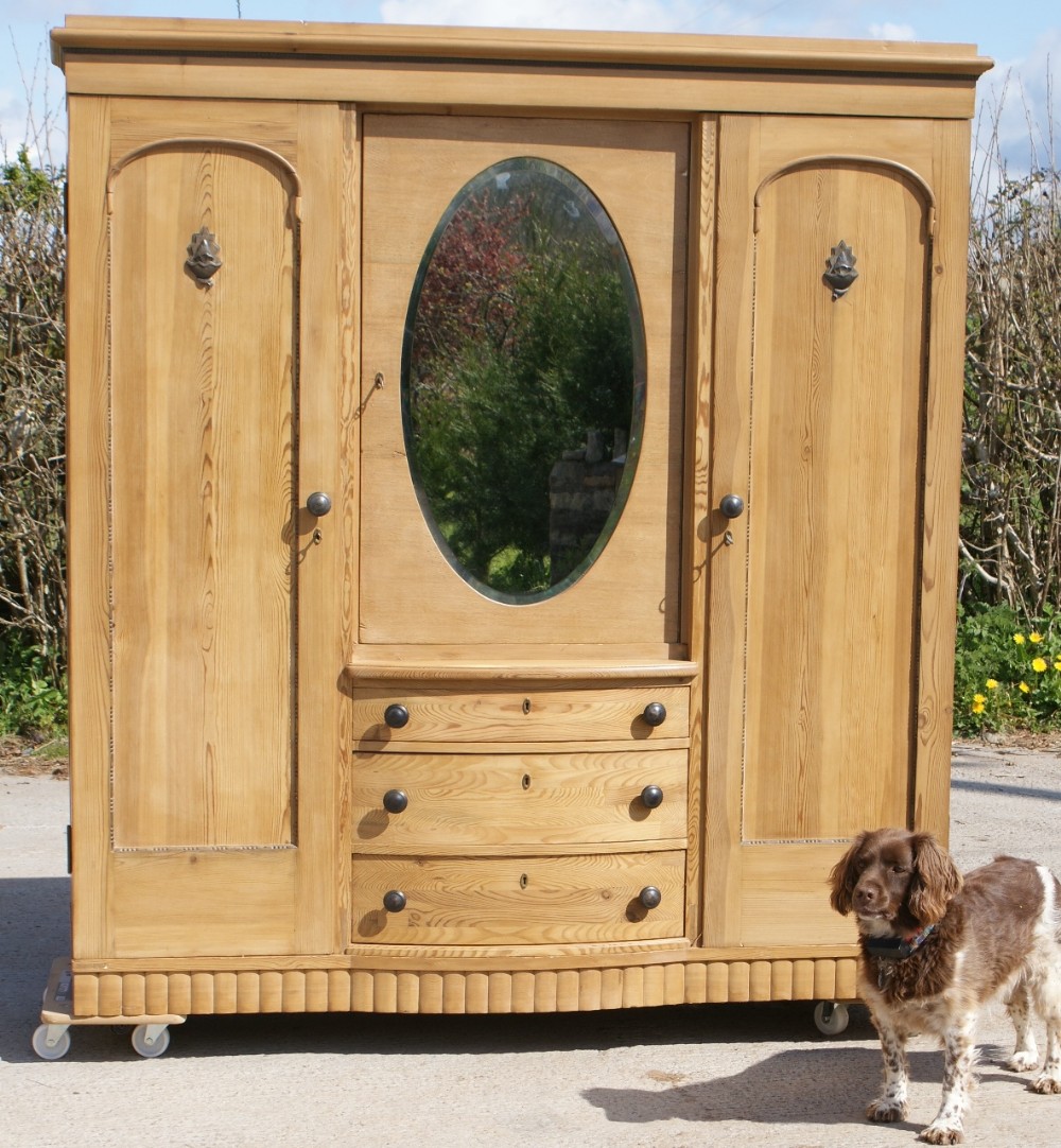 a super early 20th century very large antique dutch solid pine armoire wardrobe