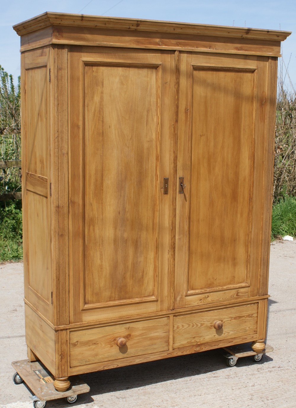 a fantastic 19th century antique german solid pine cupboard wardrobe