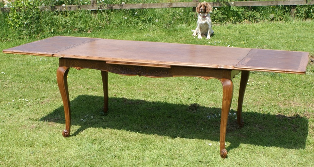 large french vintage light oak louis xv style draw leaf dining table