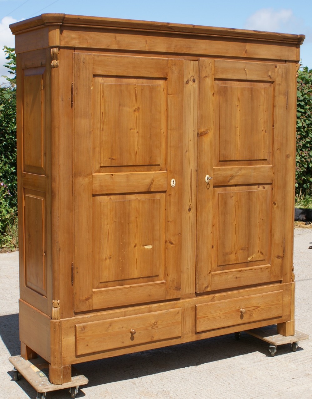 a fantastic 19th century antique german solid pine cupboard wardrobe