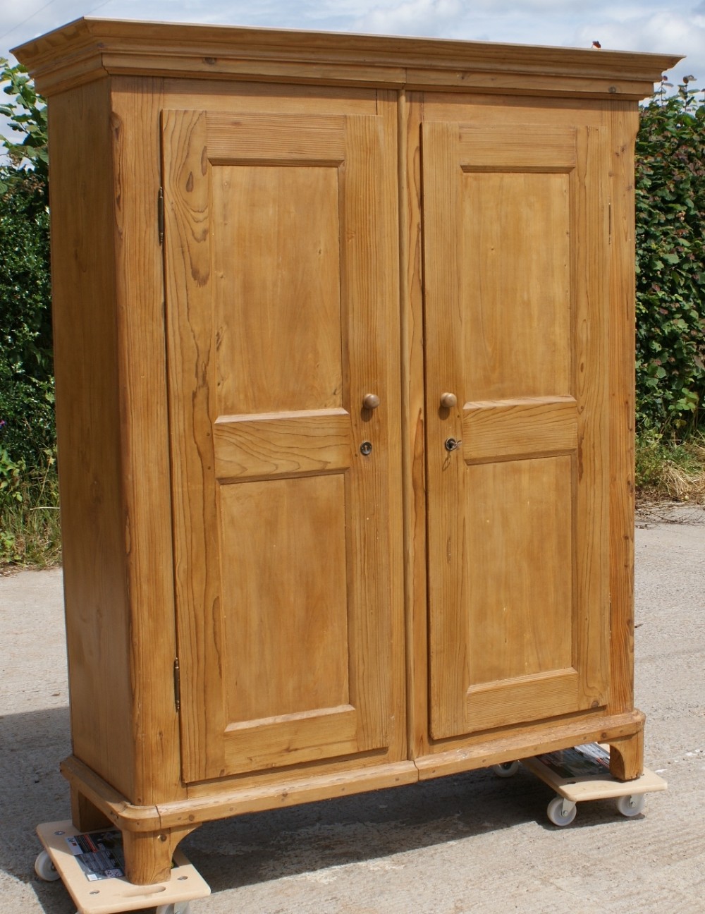 a fantastic 19th century antique german solid pine cupboard armoire