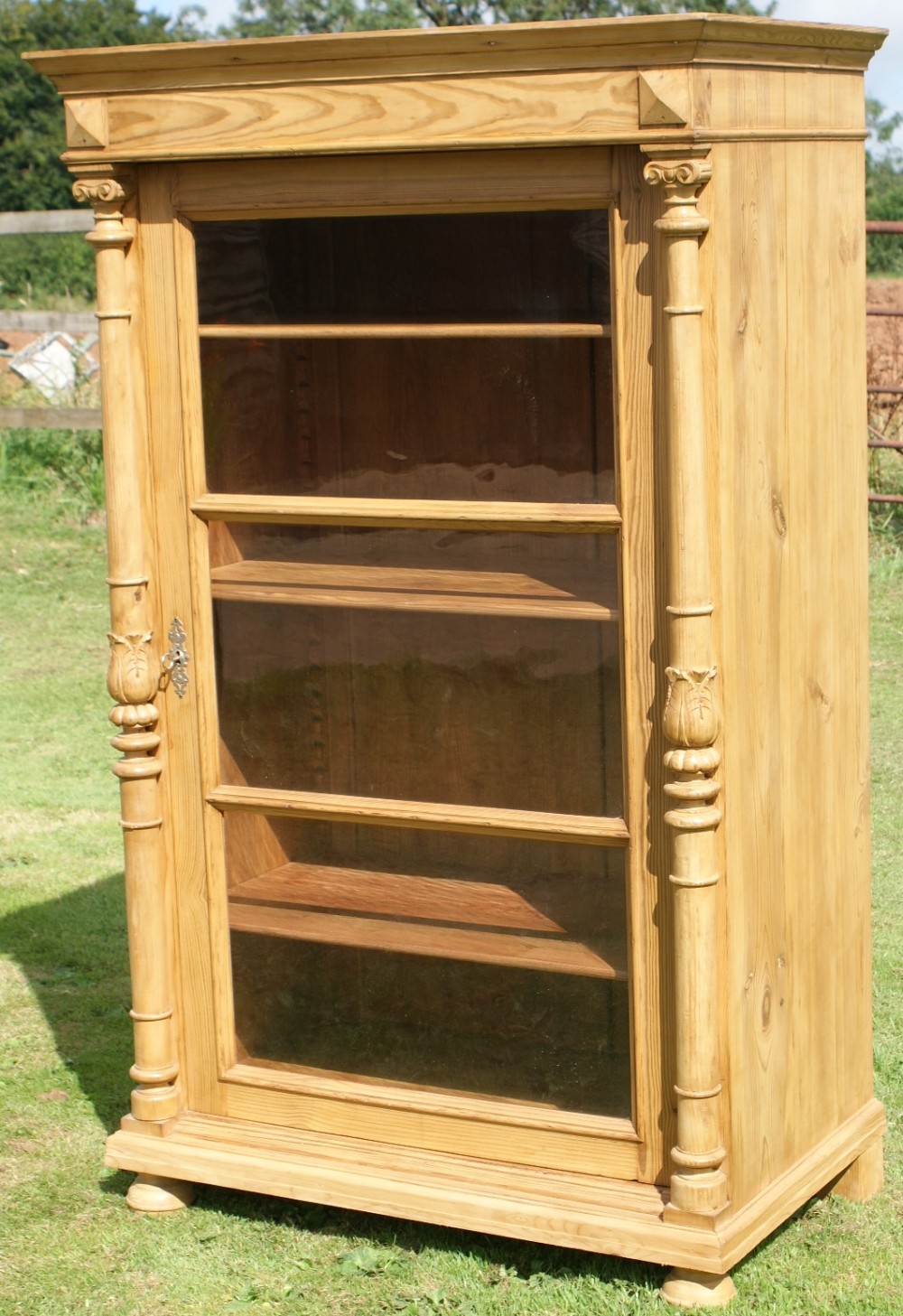 late 19th century antique german pine display cabinet bookcase