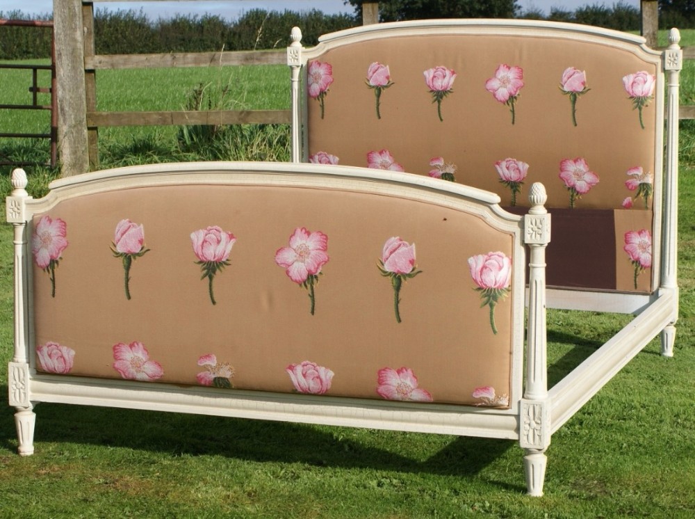 pretty early mid 20th century french painted upholstered double bed