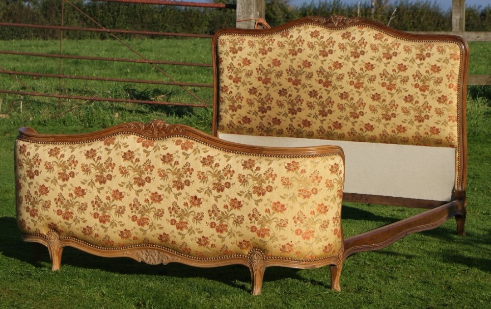 pretty early mid 20th century french upholstered double bed