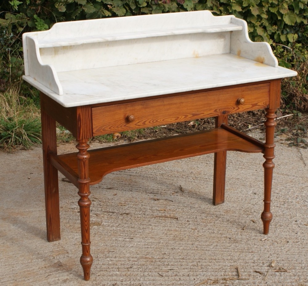 a beautiful french marble top pitch pine washstand