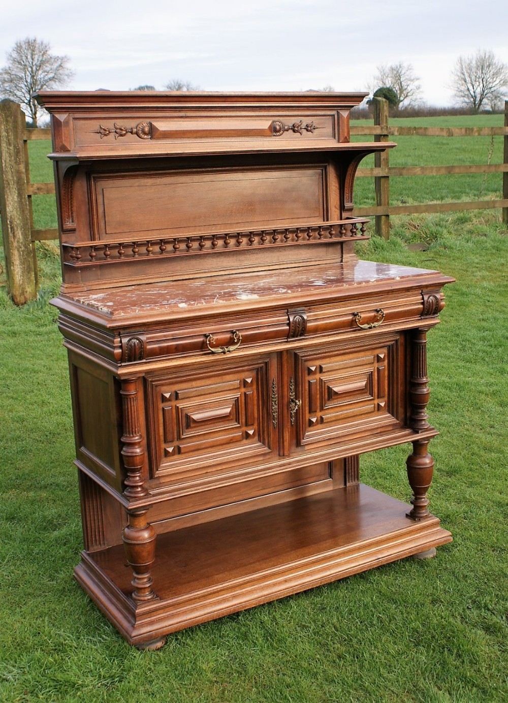 an superb late 19th century solid walnut french buffet sideboard