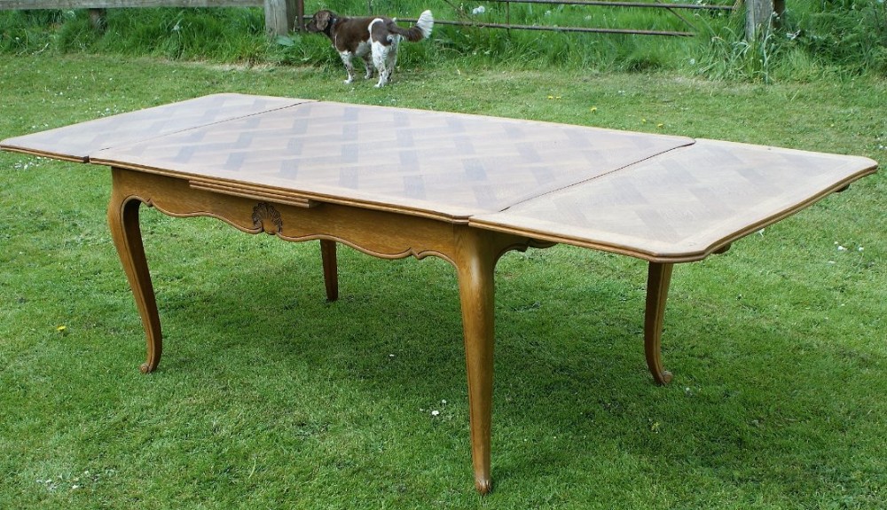 large french vintage light oak louis xv style draw leaf dining table