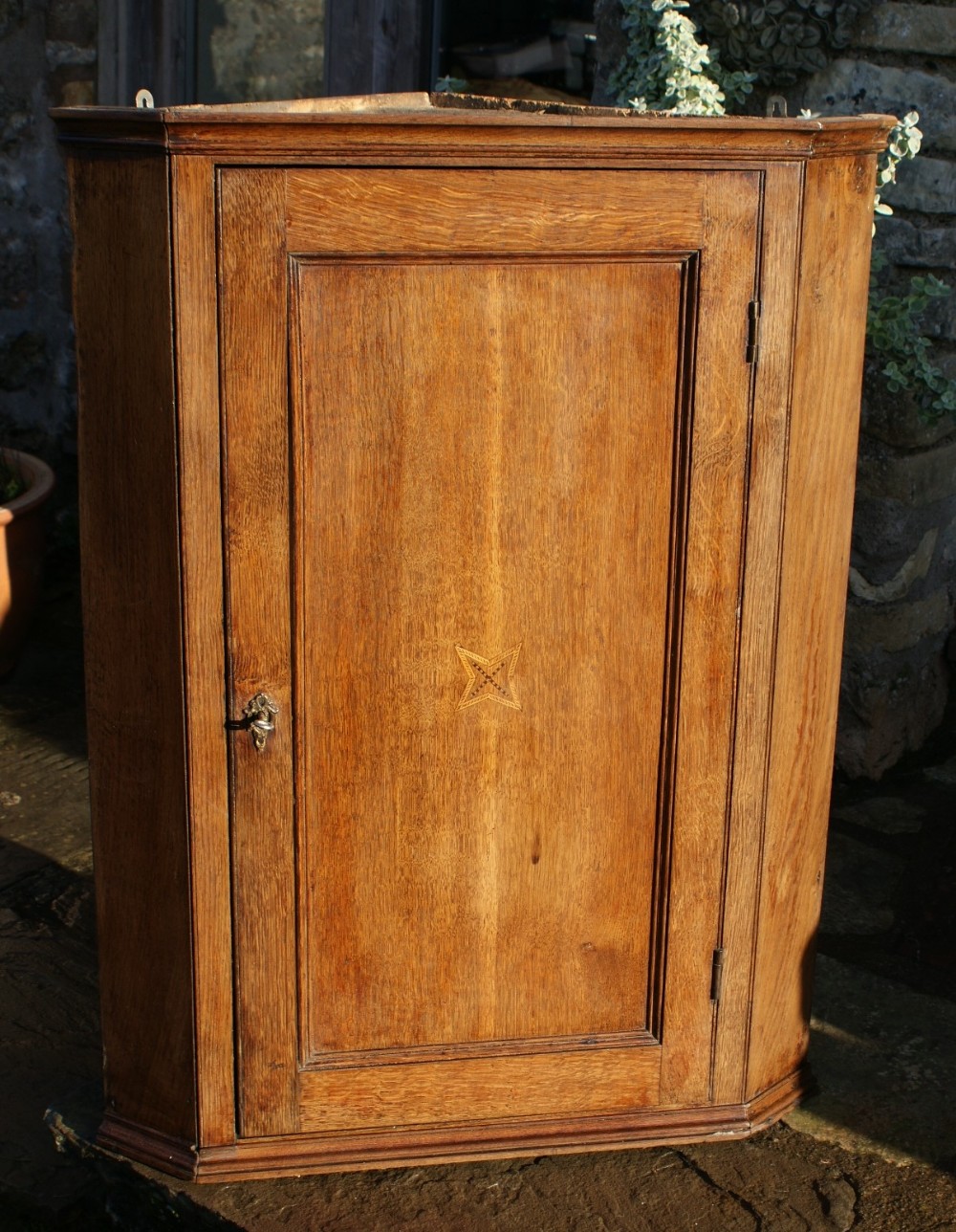 antique victorian oak corner cupboard