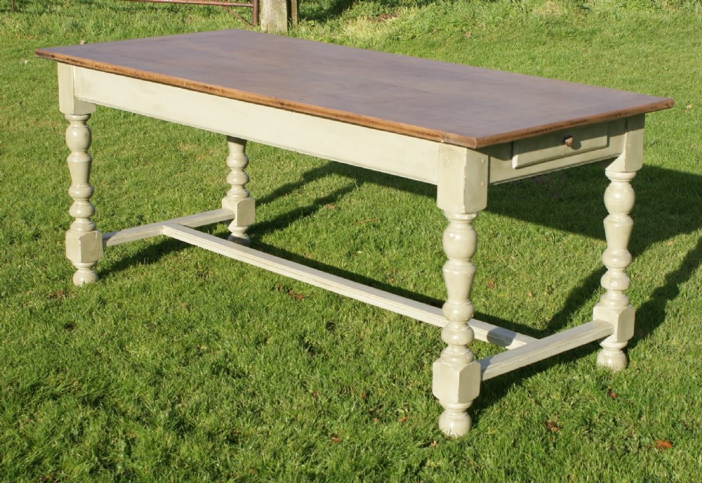 super large painted french oak refectory dining table