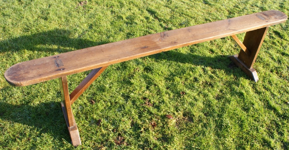 pretty turn of the century antique solid oak bench