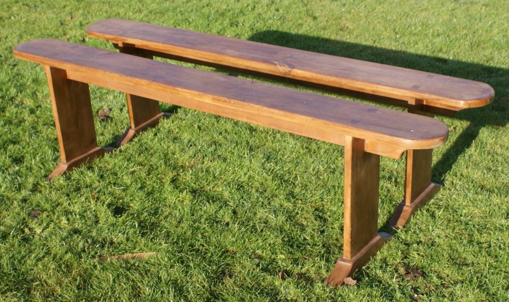 pretty pair of early 20th century antique solid cherry french benches