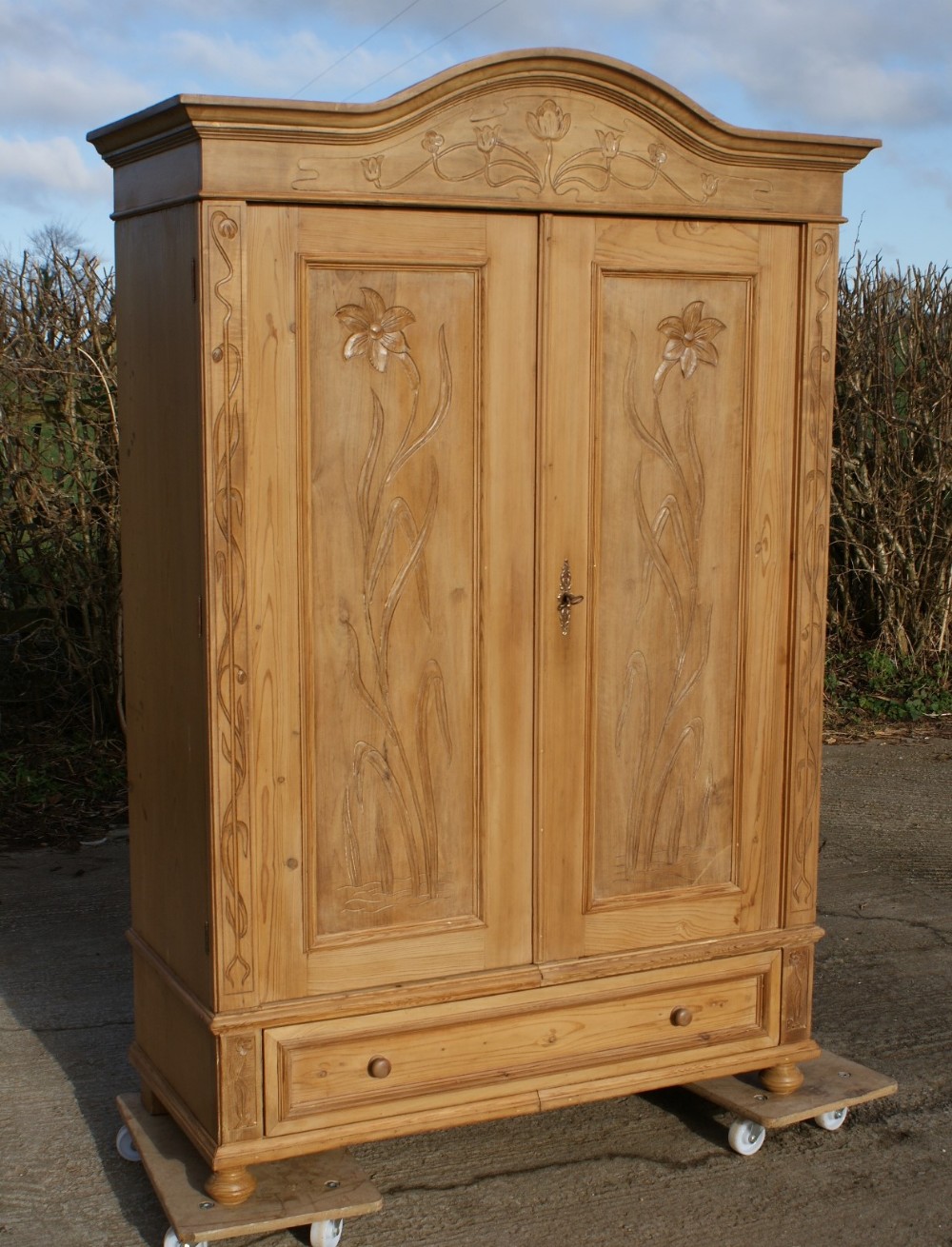 late 19th century antique german solid pine armoire wardrobe