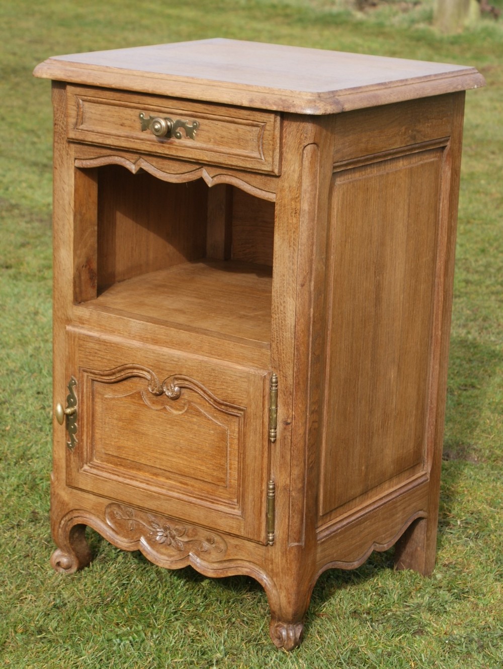 a fine early 20th century french oak bedside cabinet