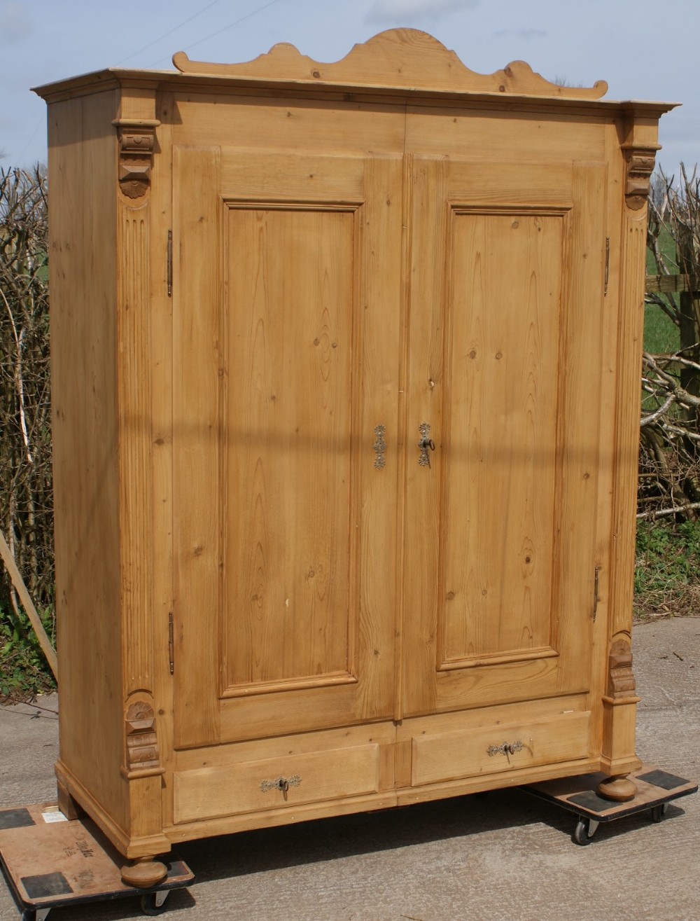 late 19th century large antique german solid pine armoire wardrobe