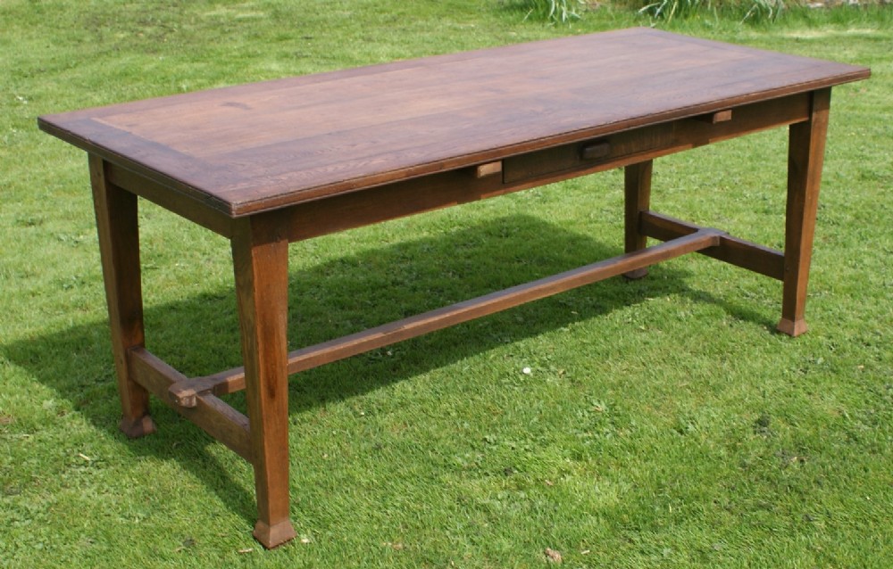 super large french oak arts crafts refectory dining table