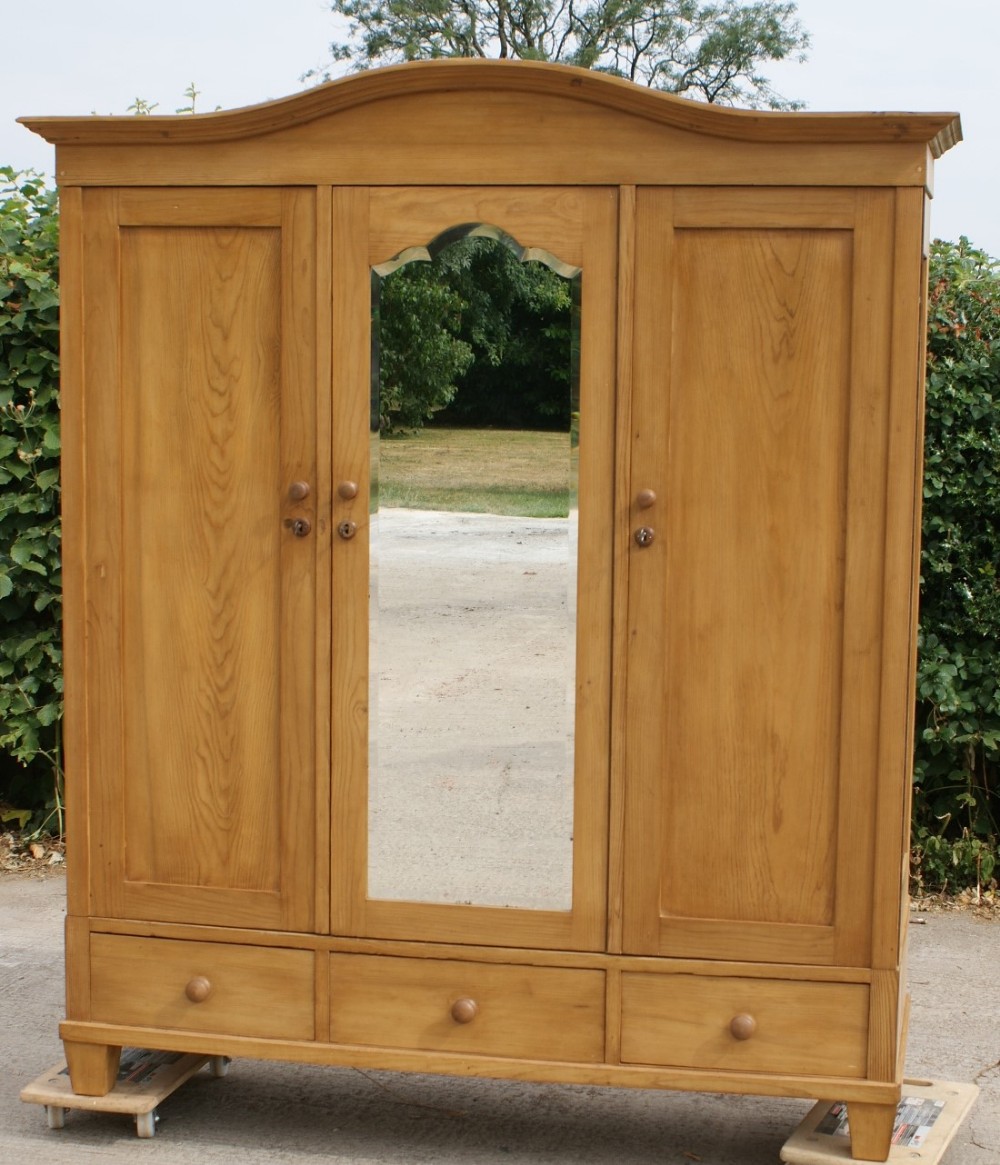 early 20th century large antique german solid pine wardrobe armoire