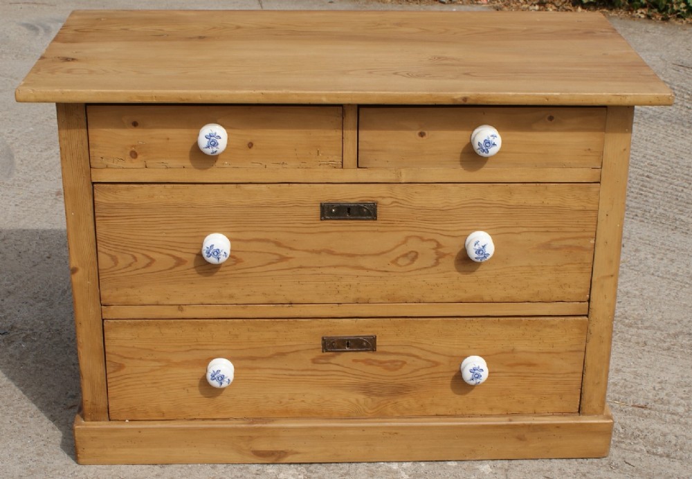 pretty late 19th century german antique solid pine chest of 4 drawers