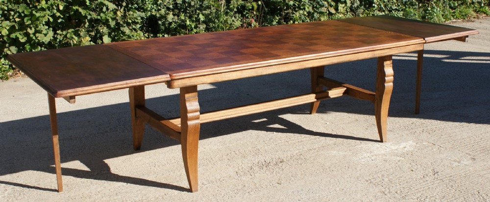 very large early 20th century french oak extending refectory dining table