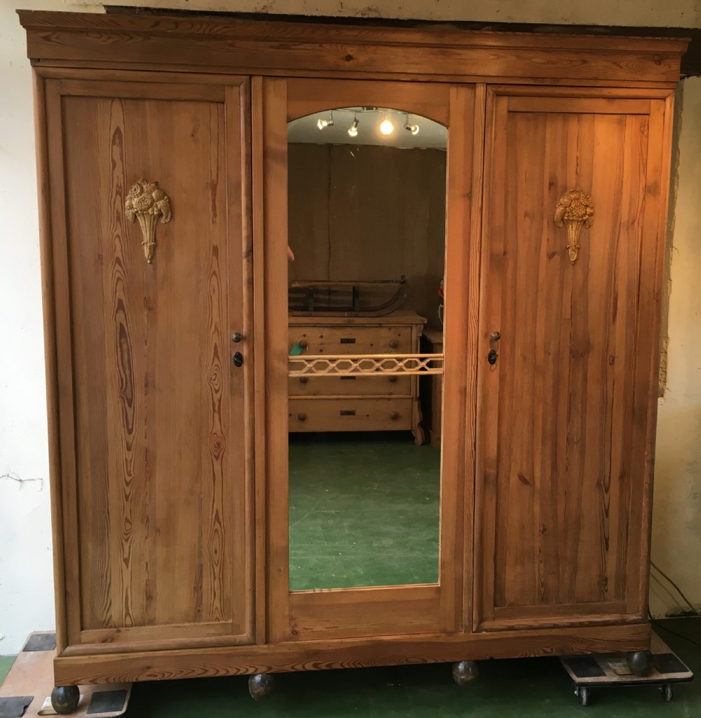 early 20th century large antique german solid pine wardrobe armoire