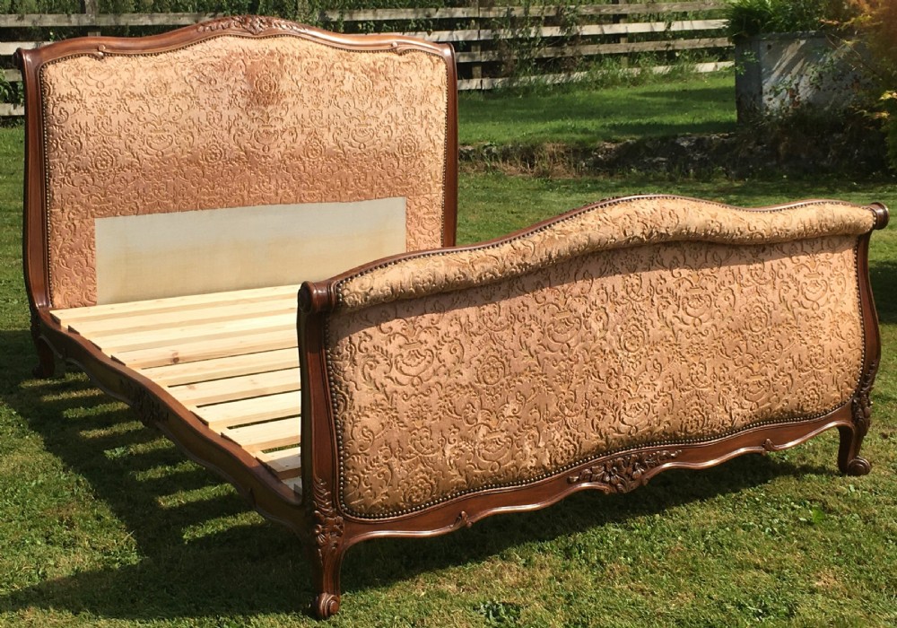 pretty early 20th century french upholstered double sleigh bed